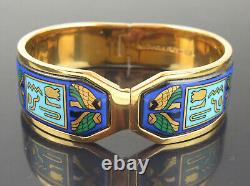 Authentic MICHAELA FREY TEAM + Blue Enamel x Goldtone Wide Bracelet Bangle