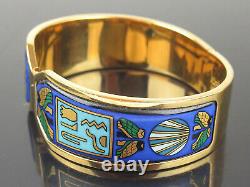 Authentic MICHAELA FREY TEAM + Blue Enamel x Goldtone Wide Bracelet Bangle