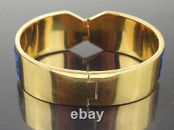 Authentic MICHAELA FREY TEAM + Blue Enamel x Goldtone Wide Bracelet Bangle