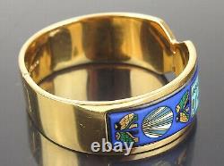 Authentic MICHAELA FREY TEAM + Blue Enamel x Goldtone Wide Bracelet Bangle