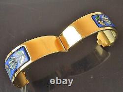 Authentic MICHAELA FREY TEAM + Blue Enamel x Goldtone Wide Bracelet Bangle