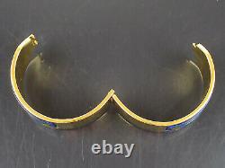 Authentic MICHAELA FREY TEAM + Blue Enamel x Goldtone Wide Bracelet Bangle