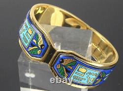 Authentic MICHAELA FREY TEAM + Blue Enamel x Goldtone Wide Bracelet Bangle