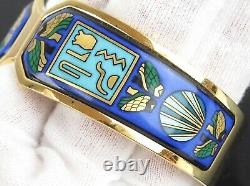 Authentic MICHAELA FREY TEAM + Blue Enamel x Goldtone Wide Bracelet Bangle