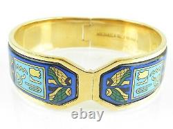 Authentic MICHAELA FREY TEAM + Blue Enamel x Goldtone Wide Bracelet Bangle
