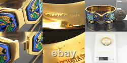 Authentic MICHAELA FREY TEAM + Blue Enamel x Goldtone Wide Bracelet Bangle