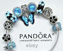 Authentic Pandora Bracelet Silver Blue Love Mom Wife Heart European Charm