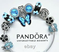 Authentic Pandora Bracelet Silver Blue Love Mom Wife Heart European Charm