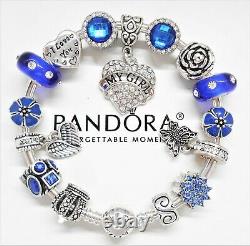 Authentic Pandora Silver Bracelet I Love You My Girl Heart Wife European Charms