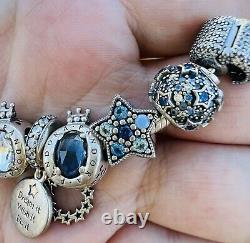 Authentic Pandora Silver Charm Bracelet with European Charms. Barely Used