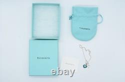 Authentic Return To Love Tiffany & Co Silver Blue Enamel Heart Lock 7in Bracelet