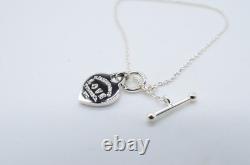 Authentic Return To Love Tiffany & Co Silver Blue Enamel Heart Lock 7in Bracelet