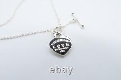 Authentic Return To Love Tiffany & Co Silver Blue Enamel Heart Lock 7in Bracelet