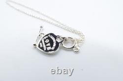 Authentic Return To Love Tiffany & Co Silver Blue Enamel Heart Lock 7in Bracelet