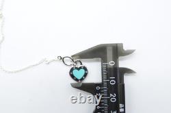 Authentic Return To Love Tiffany & Co Silver Blue Enamel Heart Lock 7in Bracelet
