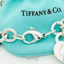 Authentic Return To Tiffany Blue Enamel Splash Heart Tag Charm Bracelet In Box