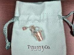 Authentic Tiffany & Co Blue Enamel Beach Bucket &Shovel Charm Necklace/bracelet