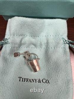 Authentic Tiffany & Co Blue Enamel Beach Bucket &Shovel Charm Necklace/bracelet