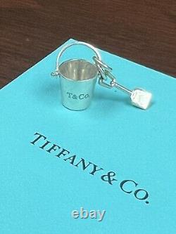 Authentic Tiffany & Co Blue Enamel Beach Bucket &Shovel Charm Necklace/bracelet