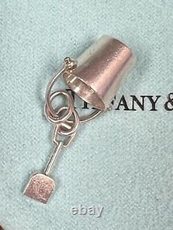 Authentic Tiffany & Co Blue Enamel Beach Bucket &Shovel Charm Necklace/bracelet