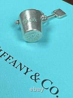 Authentic Tiffany & Co Blue Enamel Beach Bucket &Shovel Charm Necklace/bracelet