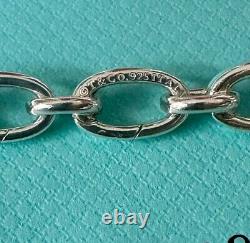 Authentic Tiffany & Co. Blue Enamel Clasping Oval Link Bracelet 7.9