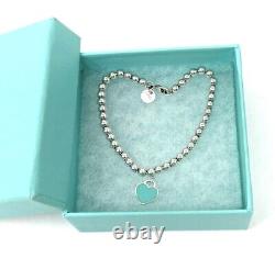 Authentic Tiffany & Co. Enamel Blue Mini Double Heart Bracelet