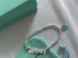 Authentic Tiffany-&-Co Return to Tiffany Blue Enamel Mini Heart Tag Bead Bracele