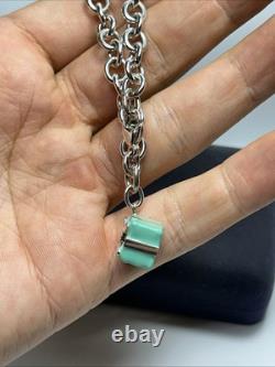 Authentic Tiffany & Co Sterling Silver Blue Enamel Gift Box Charm Bracelet