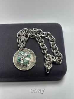 Authentic Tiffany & Co Sterling Silver Blue Enamel Gift Box Charm Bracelet