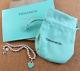 Authentic Tiffany & Co. Sterling Silver Blue Enamel Heart Bracelet Withpouch #1015