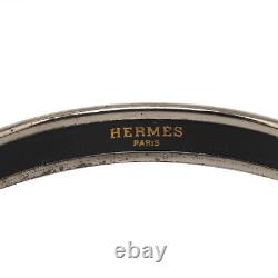 Authenticated Hermes Narrow Bangle Blue Light Enamel Metal Costume Bracelet