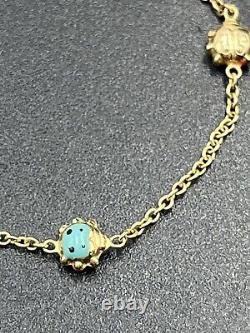 Baby's Children's Blue Enamel Ladybug Adjustable Bracelet 14K Yellow Gold 585