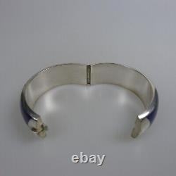 Bangle Bracelet Sterling Silver Dark Blue Enamel