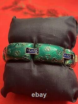 Beautiful Designer Retro Ciner Green Blue Enamel Woman's Bracelet 1970's 1980's