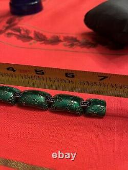 Beautiful Designer Retro Ciner Green Blue Enamel Woman's Bracelet 1970's 1980's