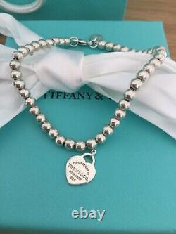 Beautiful Genuine Tiffany And Co Enamel Blue Heart Bracelet 17 Cm £225
