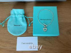 Beautiful Genuine Tiffany And Co Enamel Blue Love Heart Bracelet 17cm With Box