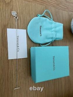 Beautiful Genuine Tiffany And Co Enamel Blue Love Heart Bracelet 17cm With Box