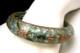 Beautiful Vintage Plique A Jour Bangle Bracelet Blue Floral Stained Glass
