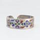 Beautiful Ethnic Sterling Silver Floral Green Blue Red Enamel Motif Bracelet