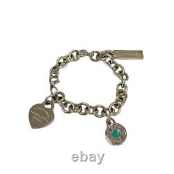 Beauty Tiffany&Co Heart Round Tag Blue Enamel Return To PRTT Logo SV925 Bracelet