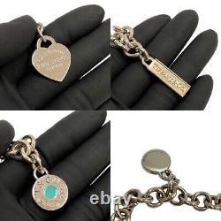 Beauty Tiffany&Co Heart Round Tag Blue Enamel Return To PRTT Logo SV925 Bracelet