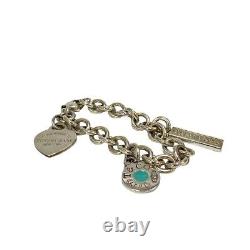 Beauty Tiffany&Co Heart Round Tag Blue Enamel Return To PRTT Logo SV925 Bracelet