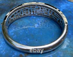 Belle Etoile Art Deco Bangle Ivory Grey Bracelet MSRP $485 Enamel 925 Silver