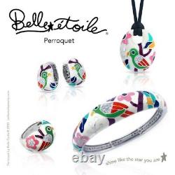 Belle Etoile Artiste Bangle 925 Sterling Silver Pave' Fine Italian Enamel