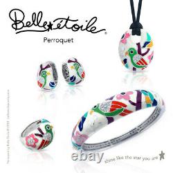 Belle Etoile Dragonfly Bangle White & Blue Italian Enamel Sterling Silver Pave
