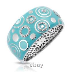 Belle Etoile Galaxy Bangle Cuff Italian Enamel Sterling Silver Pave