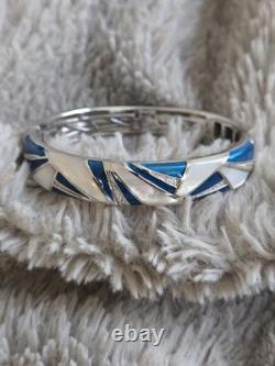 Belle Étoile Lumina Bangle Bracelet 925 Sterling Silver Navy Blue Enamel Size S