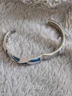 Belle Étoile Lumina Bangle Bracelet 925 Sterling Silver Navy Blue Enamel Size S